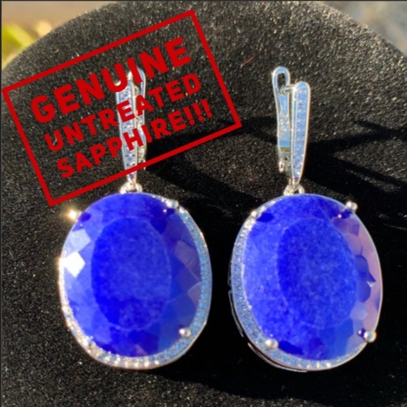🔥🔥NEW GENUINE BLUE SAPPHIRE EARRING SET🔥🔥 - Picture 2 of 4